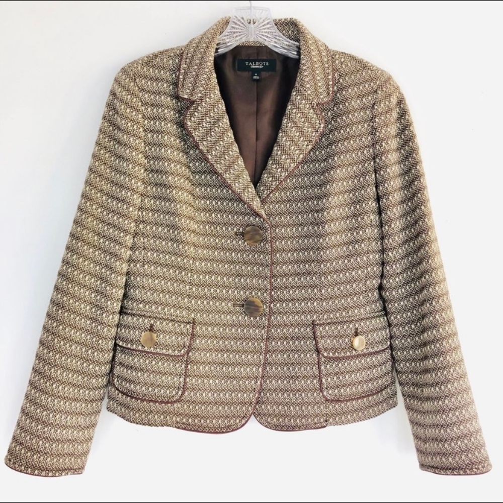 Talbots Brown Wool/ Cotton Blend Blazer Size 6